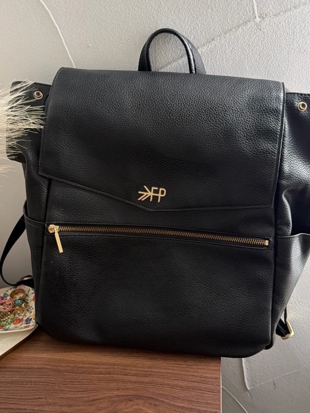 Freshly Picked Black Backpack with Gold Hardware